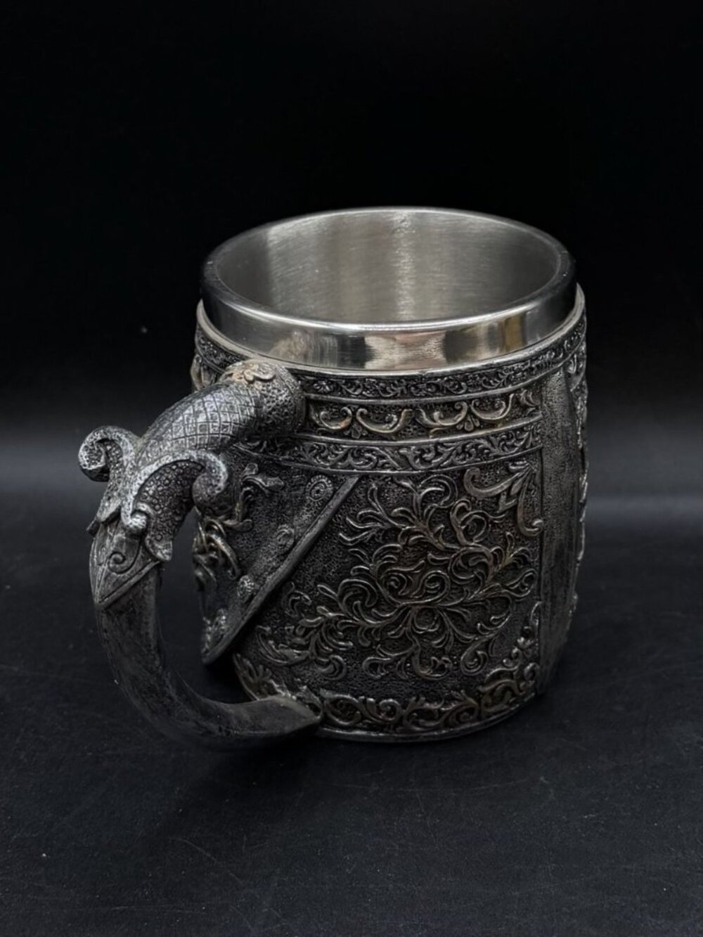 Viking Warrior Skull Helmet Beer Stein Mug Cup Stainless Steel Lined Gothic - Picture 7 of 8
